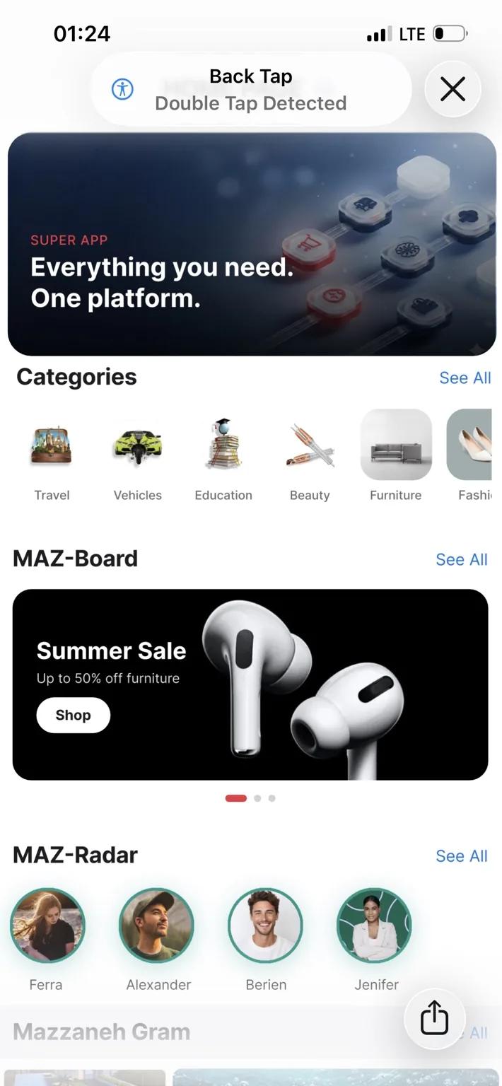 Home screen