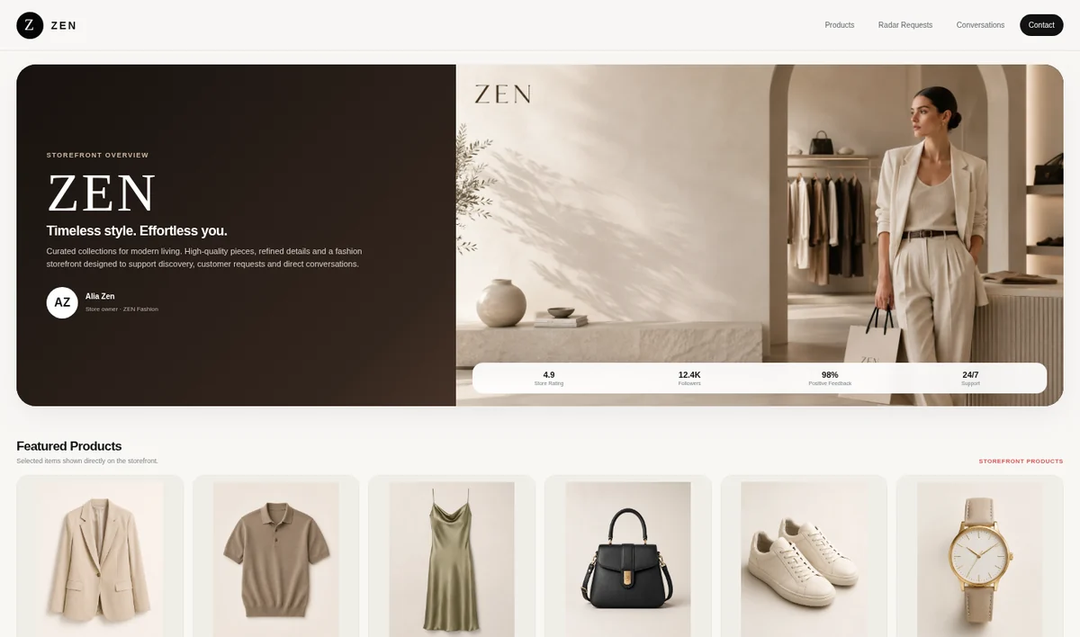 Seller storefront web preview