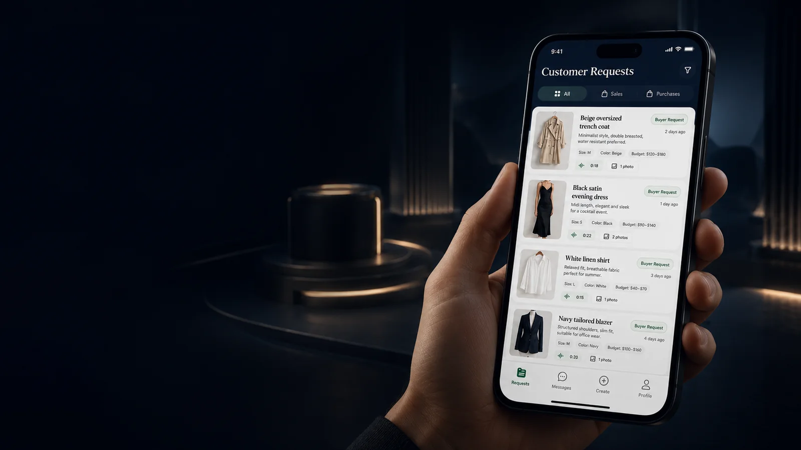 Customer Requests on a phone in a dark seller environment