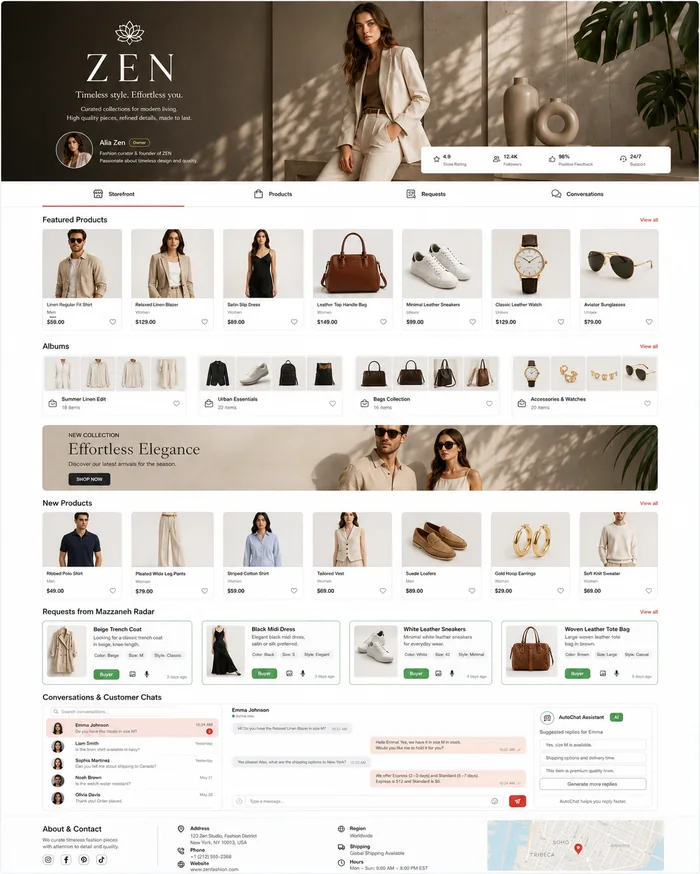 Seller operations dashboard with customer requests, Radar requests and conversations